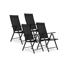 MultiGarden Set od 4 sklopive baštenske stolice sa podesivim naslonom, Black