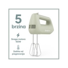 Deaktion Električni ručni mikser 150W, 5 brzina, Pastelno zelena Deaktion Električni ručni mikser 150W, 5 brzina, Pastelno zelena