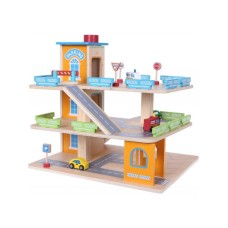 ECO TOYS Drvena garaža sa stazom i liftom+automobili ECO TOYS Drvena garaža sa stazom i liftom+automobili