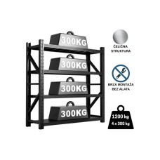 EPRO Metalna montažna polica Professional 200x200x60cm, metal-metal, 1.200kg (4x300kg) crna EPRO Metalna montažna polica Professional 200x200x60cm, metal-metal, 1.200kg (4x300kg) crna
