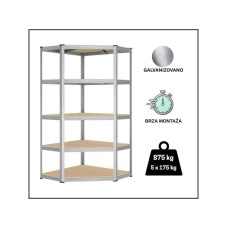EPRO Metalna montažna ugaona polica Standard 180x90x40cm metal-drvo 875kg (5x175kg) EPRO Metalna montažna ugaona polica Standard 180x90x40cm metal-drvo 875kg (5x175kg)