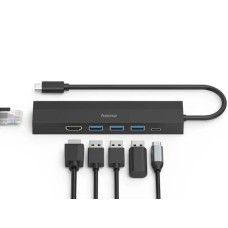 HAMA USB-C Hub, 6 portova, 3 x USB-A, USB-C, HDMI, LAN HAMA USB-C Hub, 6 portova, 3 x USB-A, USB-C, HDMI, LAN