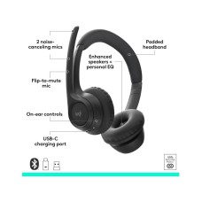 LOGITECH Zone 305 - MIDNIGHT BLACK - 2.4GHZ/BT - EMEA28-935 - BUNDLE, UC