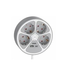 MAX Produžni kabl sa prenaponskom zaštitom sa 4 utičnice MAX MPS-04UG-3M/3m/USB portovi MAX Produžni kabl sa prenaponskom zaštitom sa 4 utičnice MAX MPS-04UG-3M/3m/USB portovi