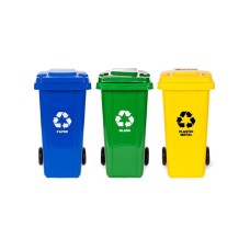 Multistore Set 3 kante za smeće - 120 L (3 boje), gumirani točkovi, papir, staklo, plastika