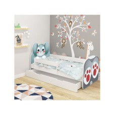 ACMA VII Krevet za decu sa dodatnom fiokom Animals White 140 x 70 cm