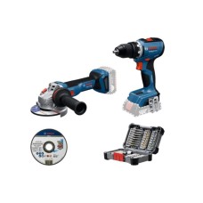 BOSCH plavi alat Akumulatorski set Bosch GSR 18V-65 + GWS 18V-11 + 45-delni set bitova, 0615A50091