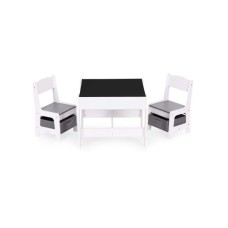 ECO TOYS Dečiji set sto i 2 stolice sa tablom za pisanje White