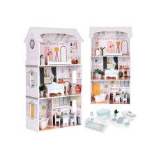 ECO TOYS Kucica za lutke Alice na 3 sprata, 4 sobe, set sa 9 komada namestaja