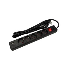 GEMBIRD SPG5-B-6(3G1.5)**produzni kabl sa zastitom 5 uticnica, 5V/3.1A USB-A+C 16A/3500W 1.8m (703)