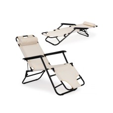MultiGarden Baštenska ležaljka sa naslonom za glavu, sklopive konstrukcije, bež