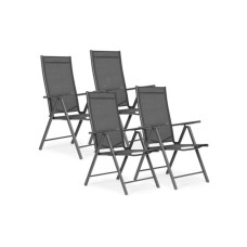 MultiGarden Set od 4 sklopive baštenske stolice sa podesivim naslonom Gray MultiGarden Set od 4 sklopive baštenske stolice sa podesivim naslonom Gray
