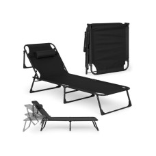 MultiGarden Sklopiva baštenska ležaljka za pecanje sa jastukom crna MultiGarden Sklopiva baštenska ležaljka za pecanje sa jastukom crna