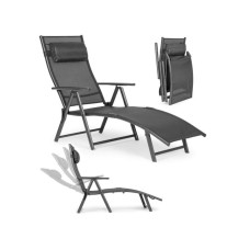 MultiGarden Sklopiva baštenska ležaljka za plažu sa podesivim naslonom i čeličnim ramom, Gray MultiGarden Sklopiva baštenska ležaljka za plažu sa podesivim naslonom i čeličnim ramom, Gray