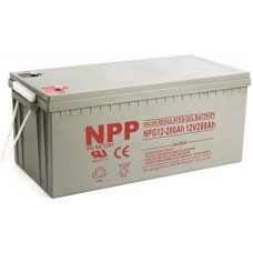 NPP NPG12V-200Ah, GEL BATTERY, C20=200AH, T16, 522x238x218x222, 52,8KG, Light grey NPP NPG12V-200Ah, GEL BATTERY, C20=200AH, T16, 522x238x218x222, 52,8KG, Light grey