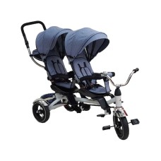 Playtime 412 Twins tricikl za dvoje dece sa rotirajućim sedištem sivi