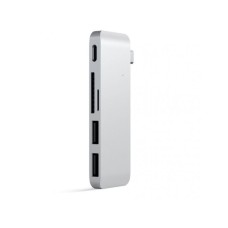 SATECHI Aluminium Type-C Passthrough USB Hub (3x USB 3.0,MicroSD) - Silver