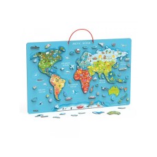 VIGA Drvena magnetna puzzle mapa sveta/piši briši tabla VIGA Drvena magnetna puzzle mapa sveta/piši briši tabla
